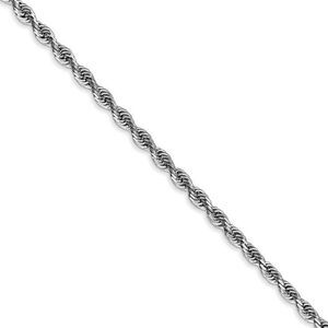 2.75mm, 14k White Gold D/C Quadruple Rope Chain Necklace, 20 Inch